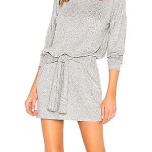 Splendid Light Gray V-Neck Long Sleeve Mini Dress